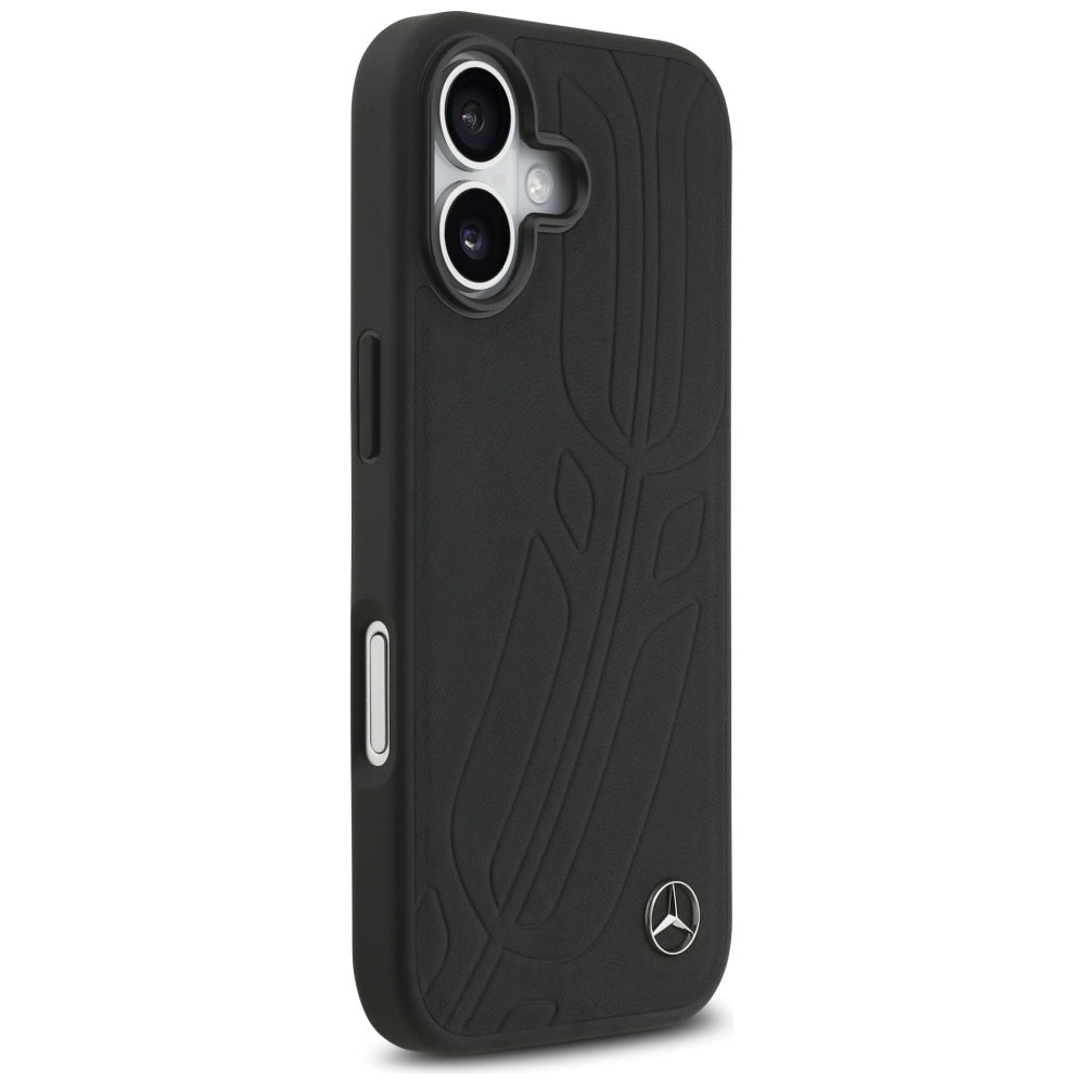 Mercedes Leather Large Laurel Leave MagSafe Case for iPhone 17 - Black_3