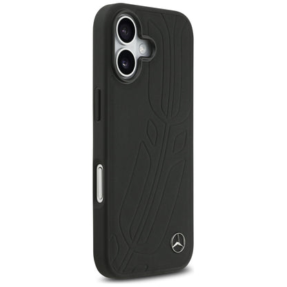 Mercedes Leather Large Laurel Leave MagSafe Case for iPhone 17 - Black_3