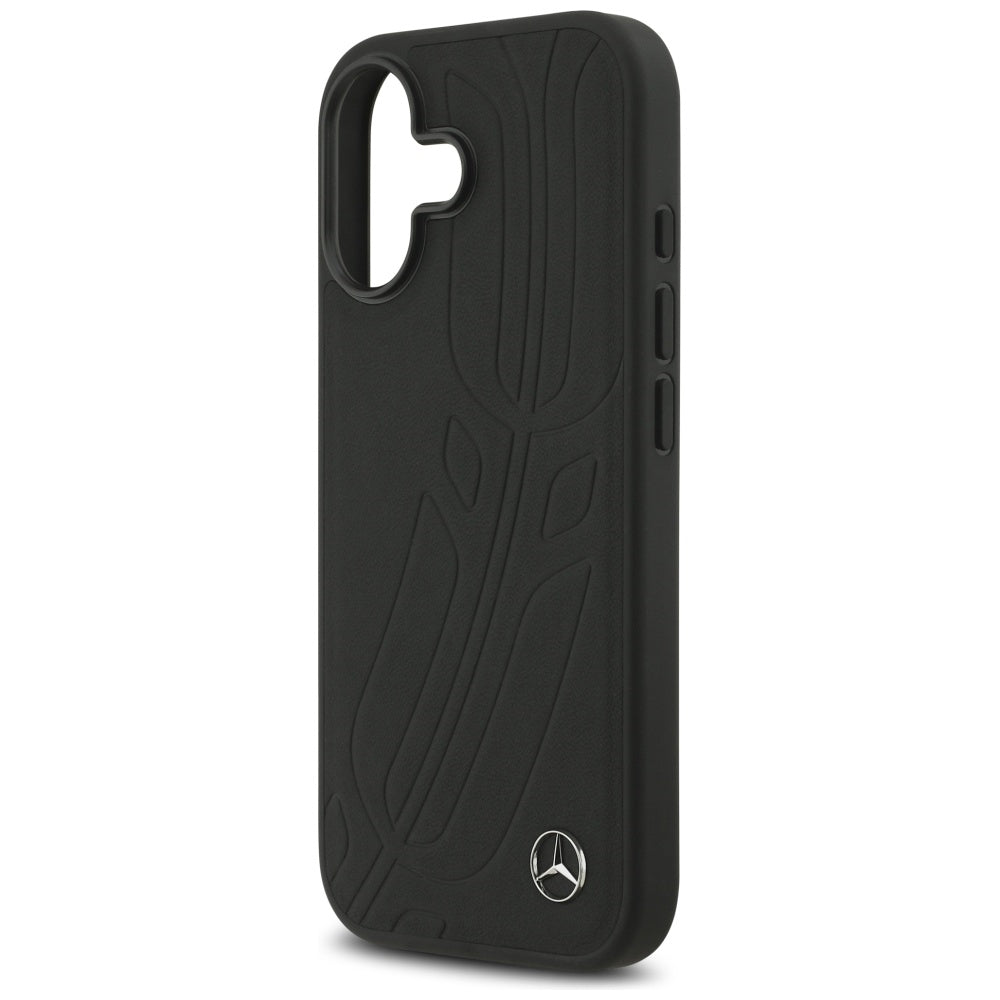Mercedes Leather Large Laurel Leave MagSafe Case for iPhone 17 - Black_5