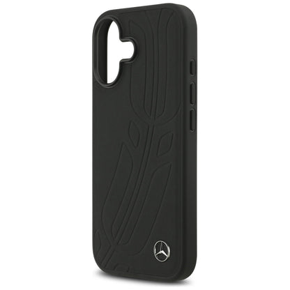 Mercedes Leather Large Laurel Leave MagSafe Case for iPhone 17 - Black_5