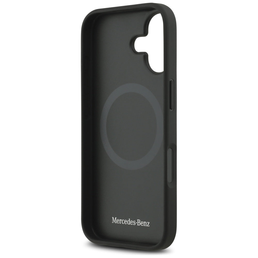 Mercedes Leather Large Laurel Leave MagSafe Case for iPhone 17 - Black_6