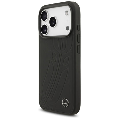 Mercedes Leather Large Laurel Leave MagSafe Case for iPhone 17 Pro - Black_1