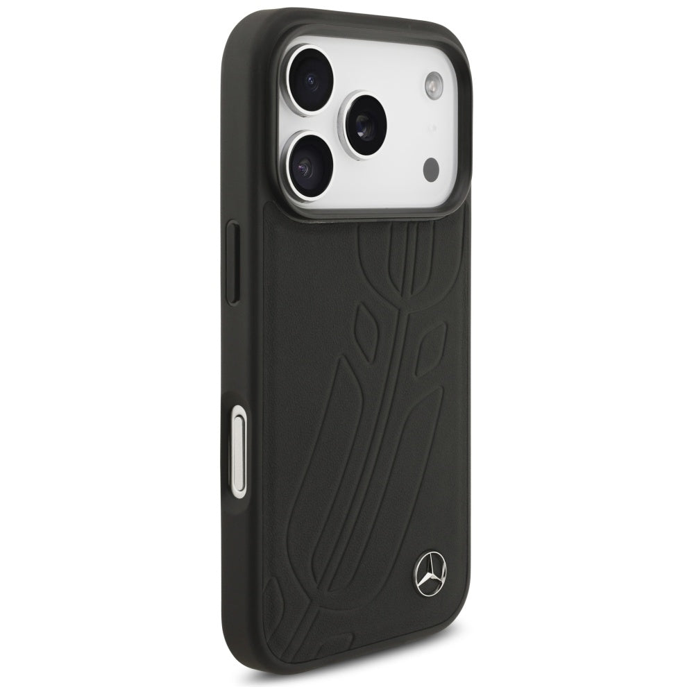 Mercedes Leather Large Laurel Leave MagSafe Case for iPhone 17 Pro - Black_3