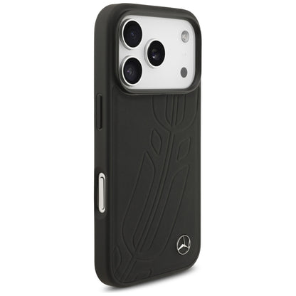 Mercedes Leather Large Laurel Leave MagSafe Case for iPhone 17 Pro - Black_3