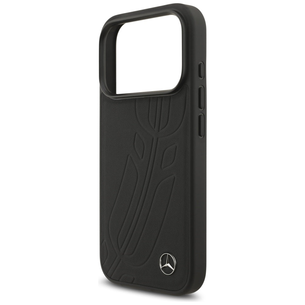 Mercedes Leather Large Laurel Leave MagSafe Case for iPhone 17 Pro - Black_5