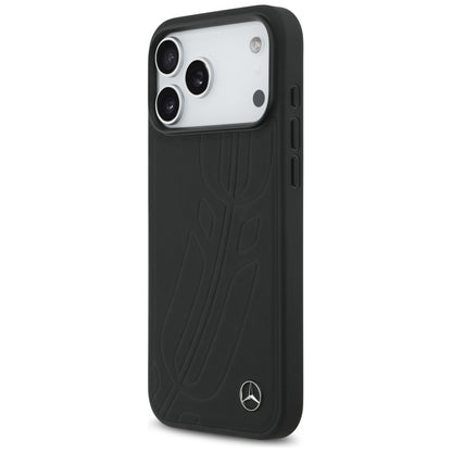 Mercedes Leather Large Laurel Leave MagSafe Case for iPhone 17 Pro Max - Black_1
