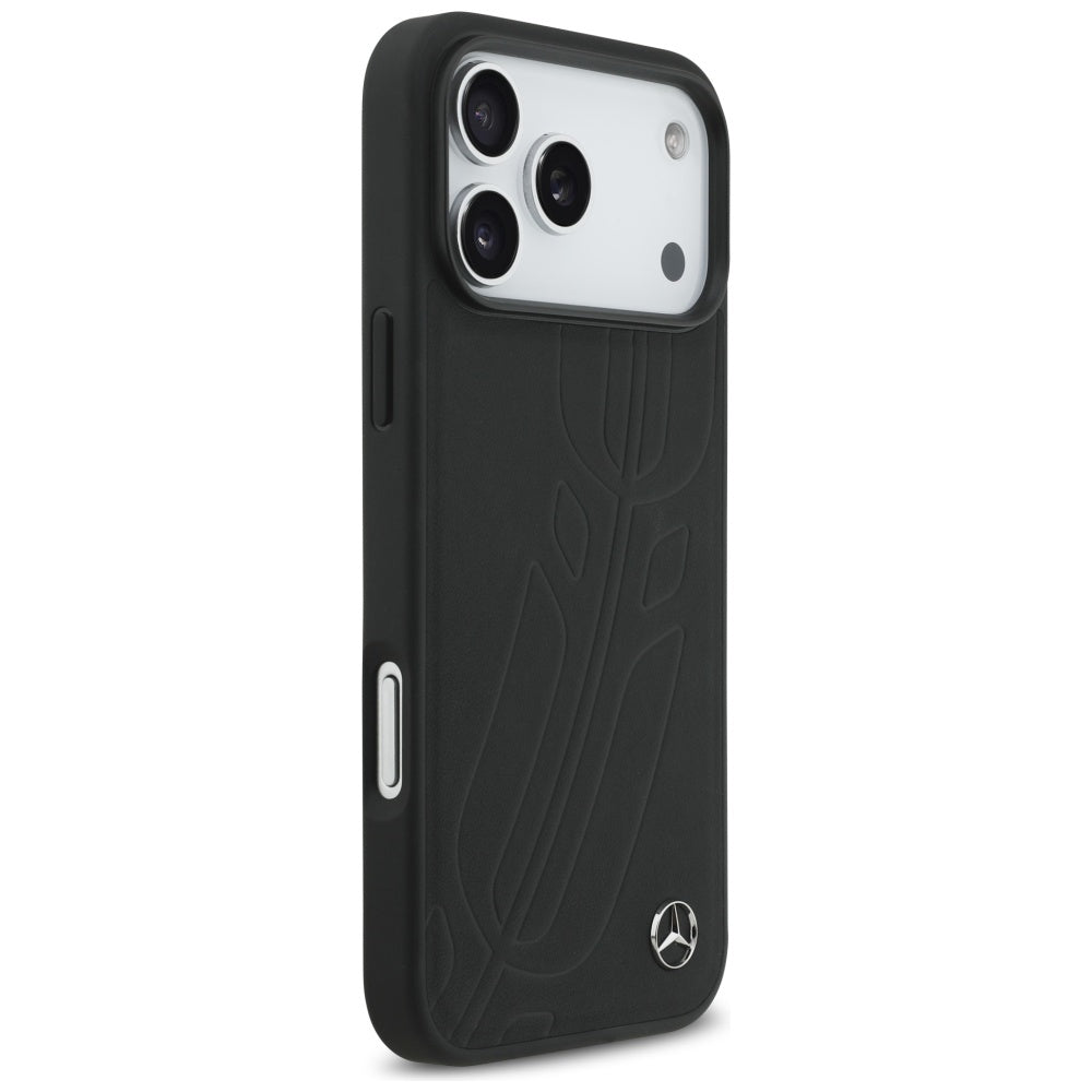 Mercedes Leather Large Laurel Leave MagSafe Case for iPhone 17 Pro Max - Black_3