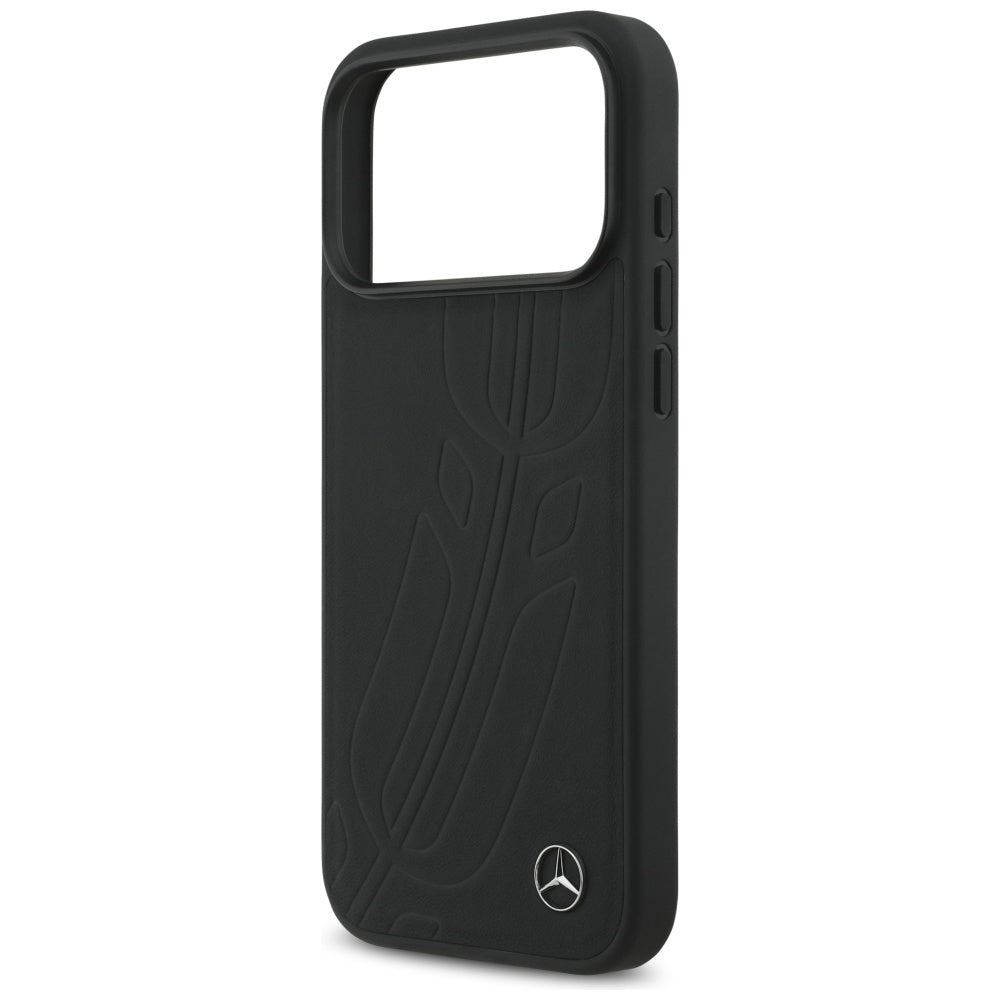 Mercedes Leather Large Laurel Leave MagSafe Case for iPhone 17 Pro Max - Black_5