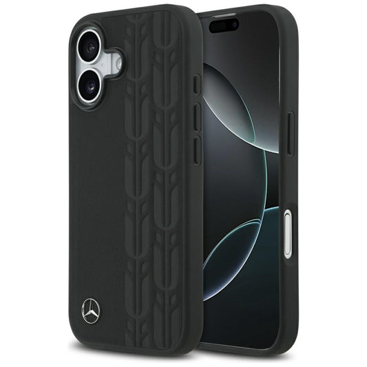 Mercedes Leather Laurel Leaves MagSafe Case for iPhone 17 - Black_0