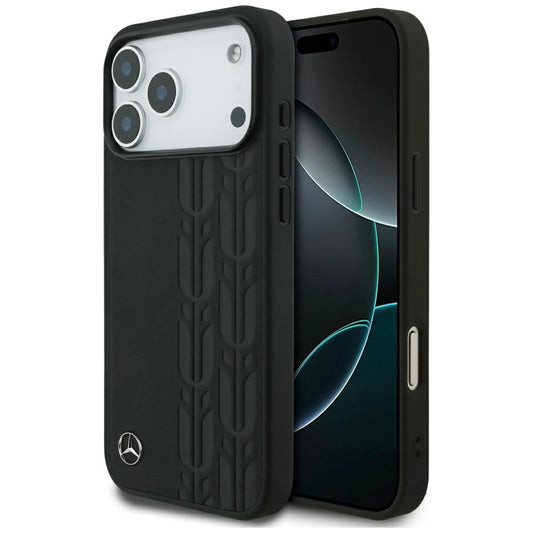 Mercedes Leather Laurel Leaves MagSafe Case for iPhone 17 Pro Max - Black_0