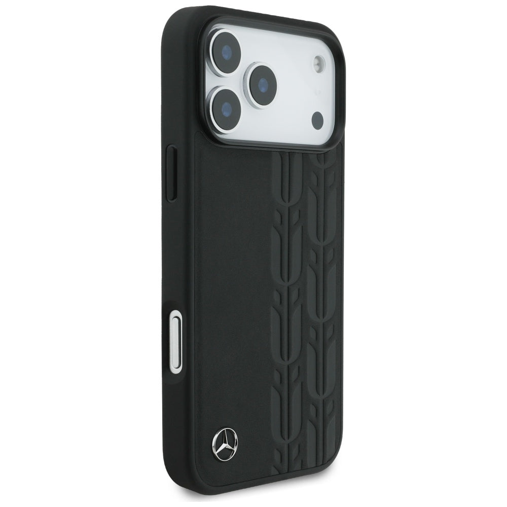 Mercedes Leather Laurel Leaves MagSafe Case for iPhone 17 Pro Max - Black_3
