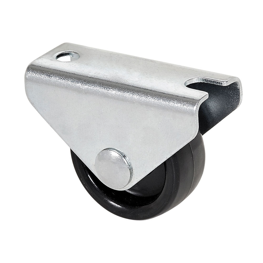 Roda fixa com placa e eixo liso com duas fixaÃ§Ãµes, cor preto, carga mÃ¡x. 20 kg, Ã¸ 1,5 cm_0