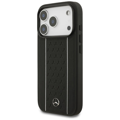 Mercedes Leather Star Pattern Stripes MagSafe Case for iPhone 17 Pro - Black_2