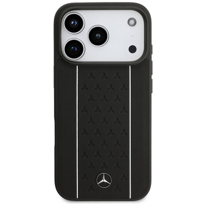 Mercedes Leather Star Pattern Stripes MagSafe Case for iPhone 17 Pro - Black_3
