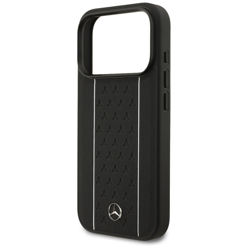 Mercedes Leather Star Pattern Stripes MagSafe Case for iPhone 17 Pro - Black_5