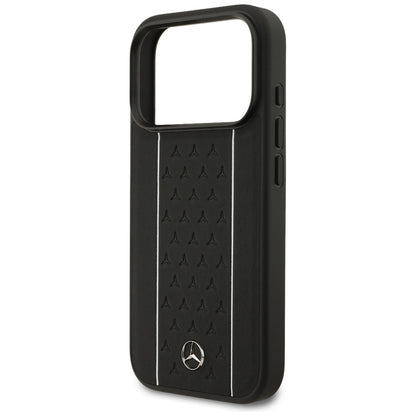 Mercedes Leather Star Pattern Stripes MagSafe Case for iPhone 17 Pro - Black_5