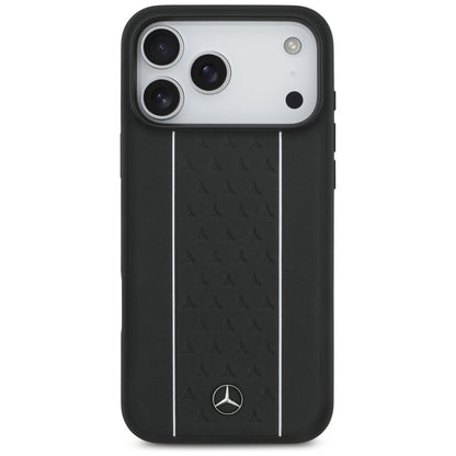 Mercedes Leather Star Pattern Stripes MagSafe Case for iPhone 17 Pro Max - Black_2