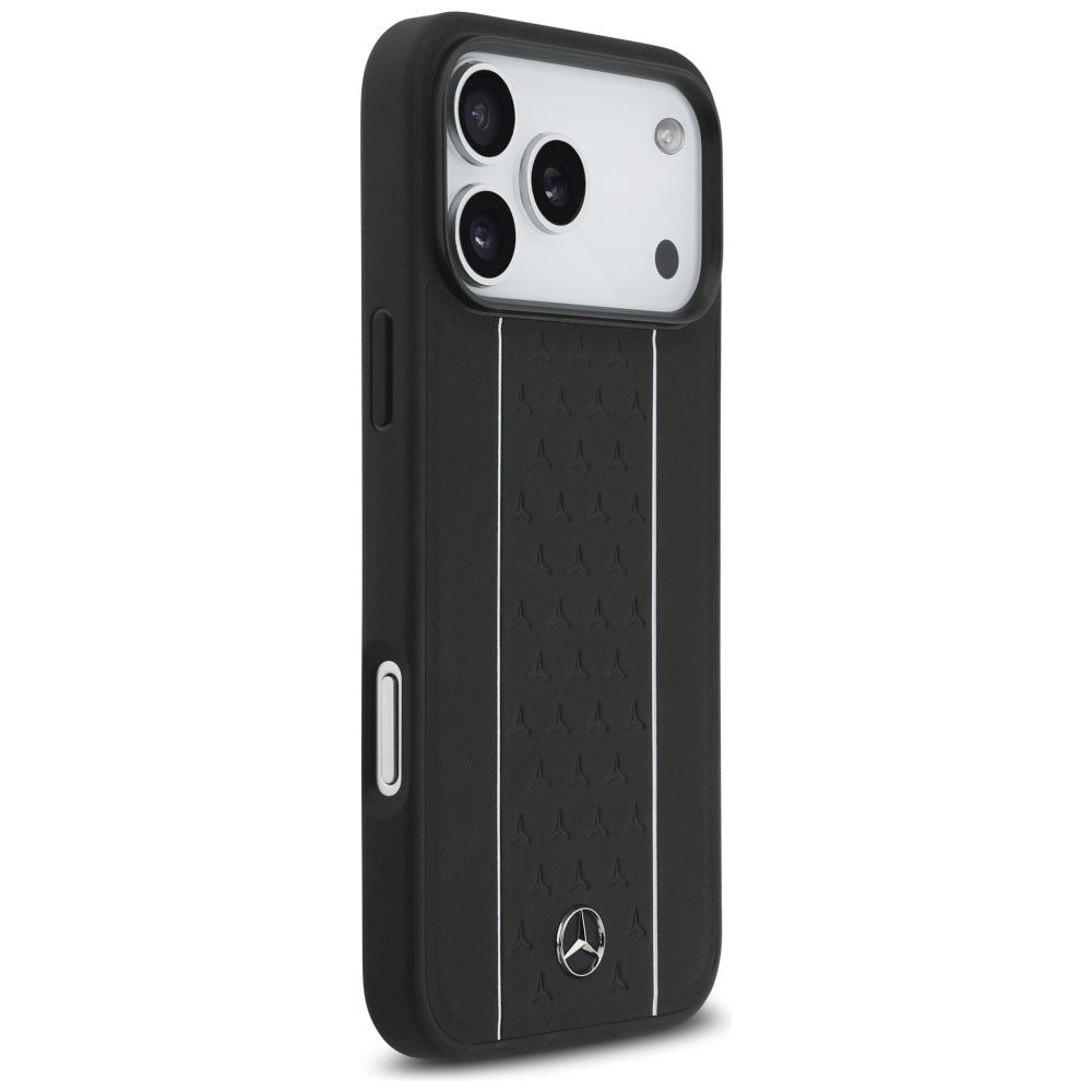 Mercedes Leather Star Pattern Stripes MagSafe Case for iPhone 17 Pro Max - Black_3