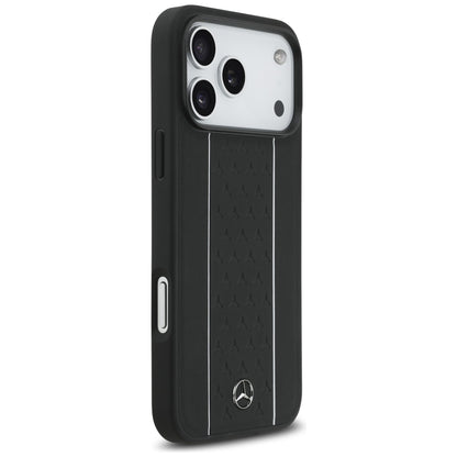 Mercedes Leather Star Pattern Stripes MagSafe Case for iPhone 17 Pro Max - Black_3