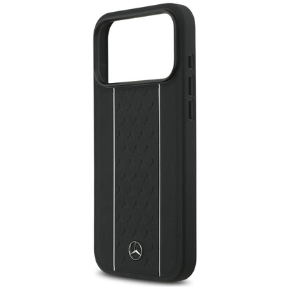 Mercedes Leather Star Pattern Stripes MagSafe Case for iPhone 17 Pro Max - Black_5