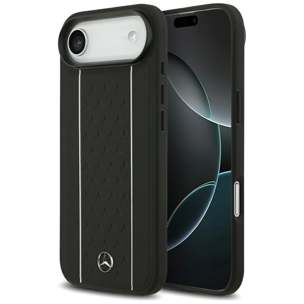 Mercedes Leather Star Pattern Stripes MagSafe case for iPhone Air - black_0