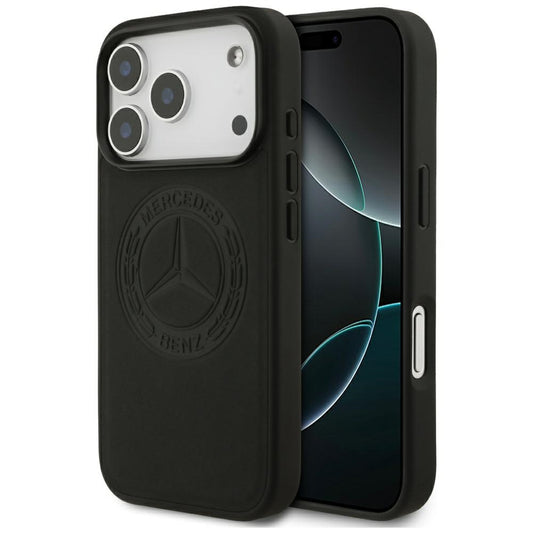 Mercedes Leather Vintage Logo MagSafe Case for iPhone 17 Pro - Black_0