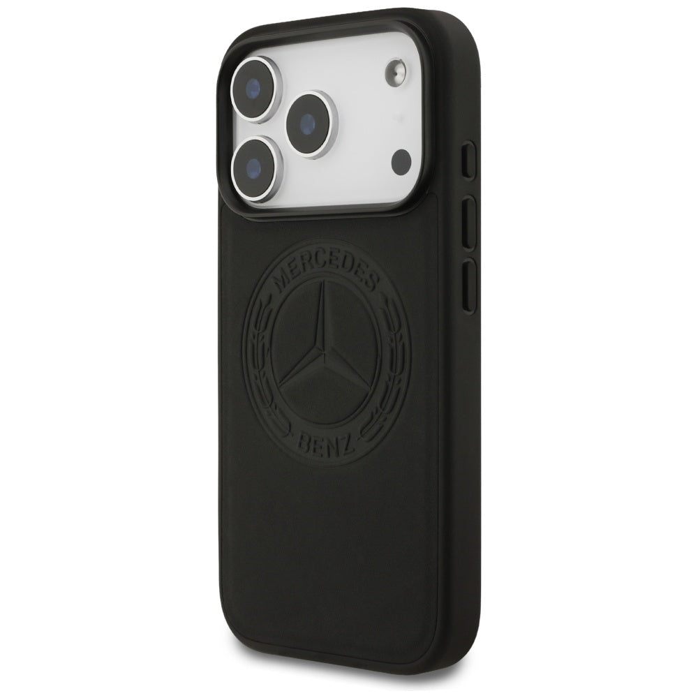 Mercedes Leather Vintage Logo MagSafe Case for iPhone 17 Pro - Black_1