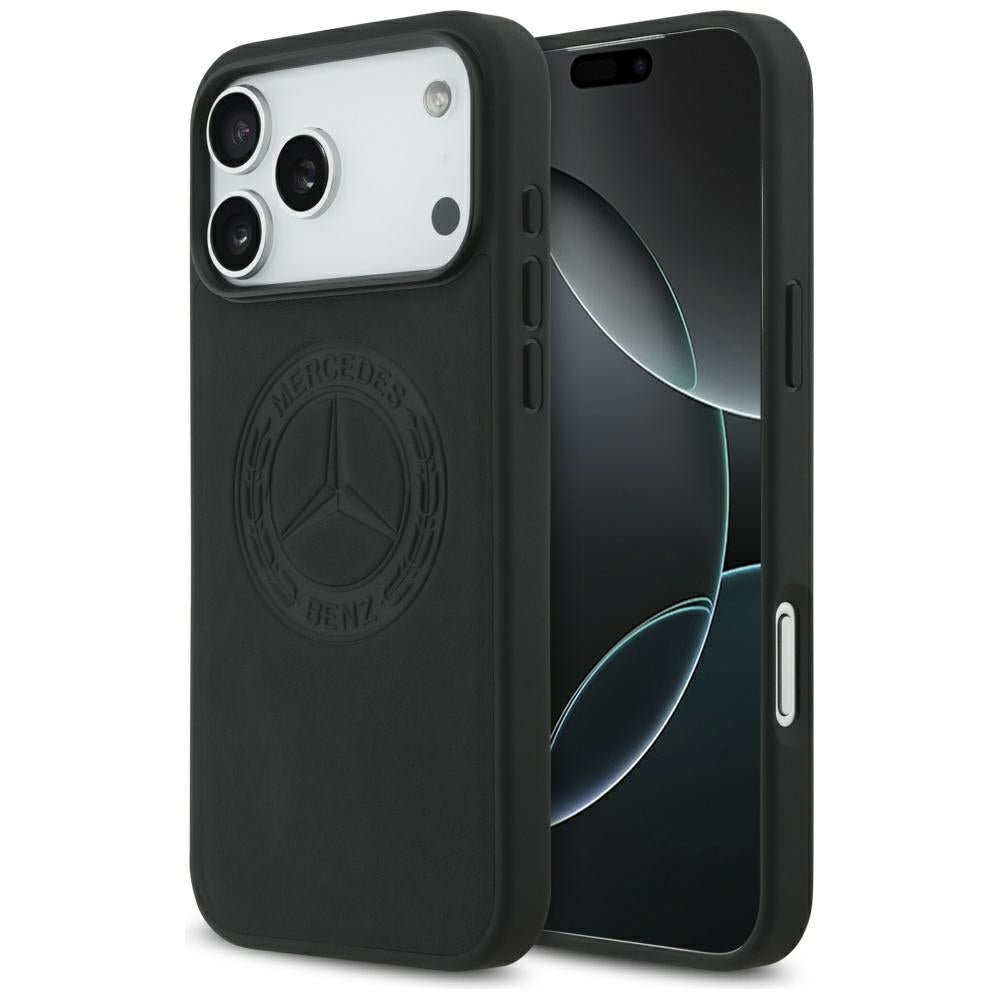 Mercedes Leather Vintage Logo MagSafe Case for iPhone 17 Pro Max - Black_0