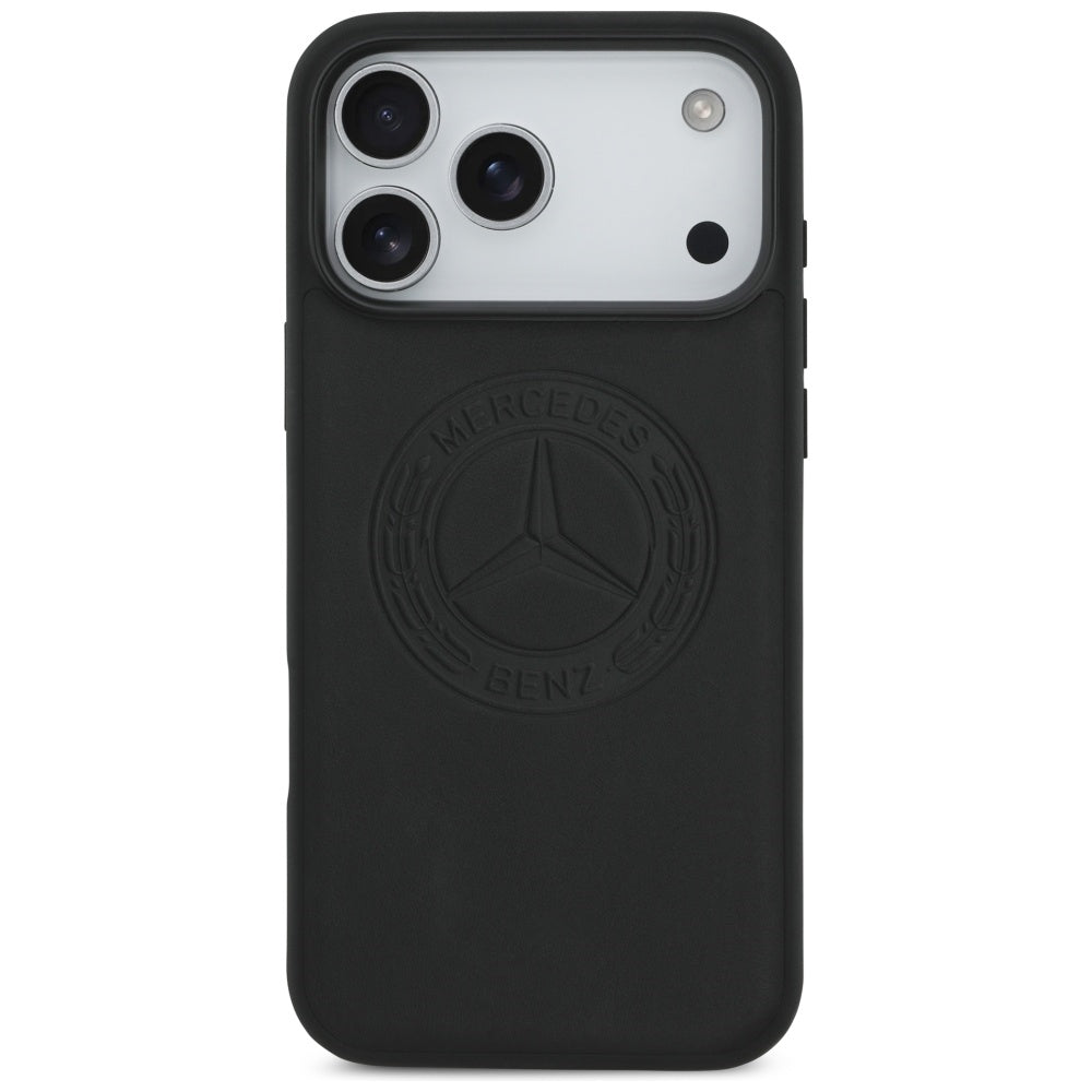 Mercedes Leather Vintage Logo MagSafe Case for iPhone 17 Pro Max - Black_2