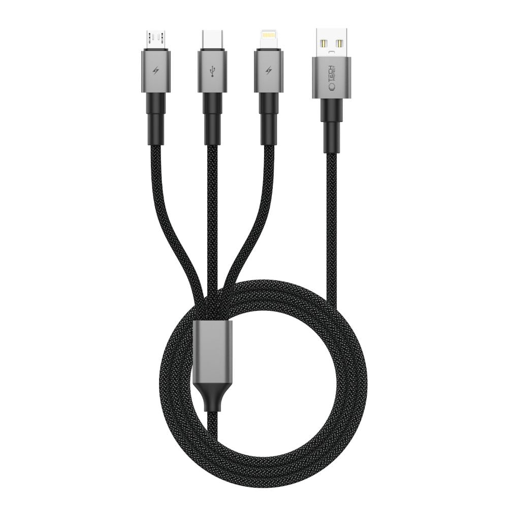 Tech-Protect UltraBoost DNA 3in1 USB-C / Micro-USB / Lightning cable 120 cm - gray_0