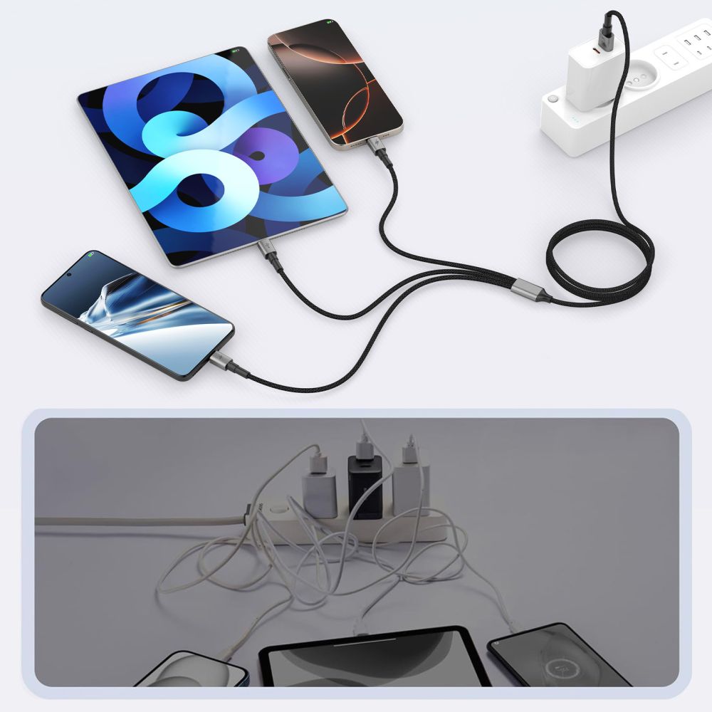 Tech-Protect UltraBoost DNA 3in1 USB-C / Micro-USB / Lightning cable 120 cm - gray_2