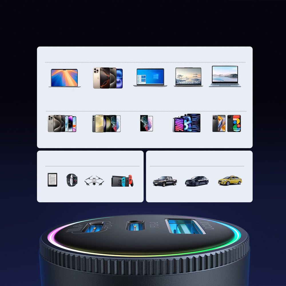 Joyroom JR-CCN07 145W Car Charger 2xUSB-C USB-A + 100W USB-C Cable - Dark Gray_8