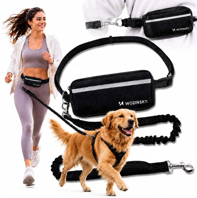 Wozinsky WPST-01 Hip Belt with Pouch and Elastic Leash for Running with a Dog - Black_9