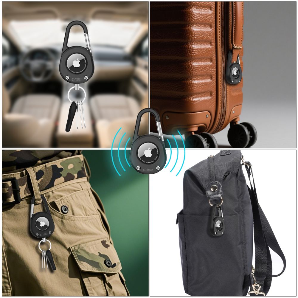 Tech-Protect Slidelock Carabiner Keychain Case for Apple AirTag 1/2 - Black_7