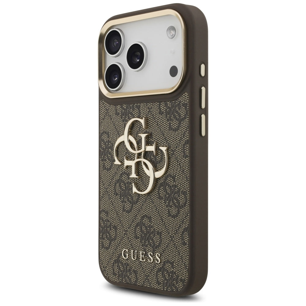 Guess 4G Big 4G Classic Logo Big Strap Metal Buttons Case for iPhone 17 Pro - Brown_1