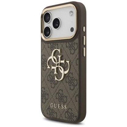 Guess 4G Big 4G Classic Logo Big Strap Metal Buttons Case for iPhone 17 Pro - Brown_1
