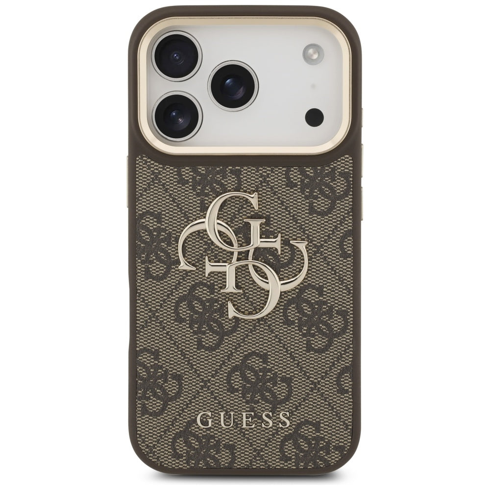 Guess 4G Big 4G Classic Logo Big Strap Metal Buttons Case for iPhone 17 Pro - Brown_2