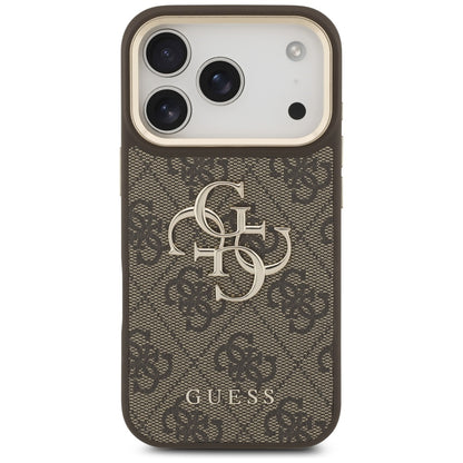 Guess 4G Big 4G Classic Logo Big Strap Metal Buttons Case for iPhone 17 Pro - Brown_2