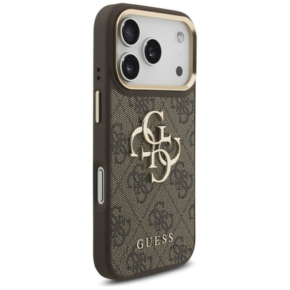 Guess 4G Big 4G Classic Logo Big Strap Metal Buttons Case for iPhone 17 Pro - Brown_3