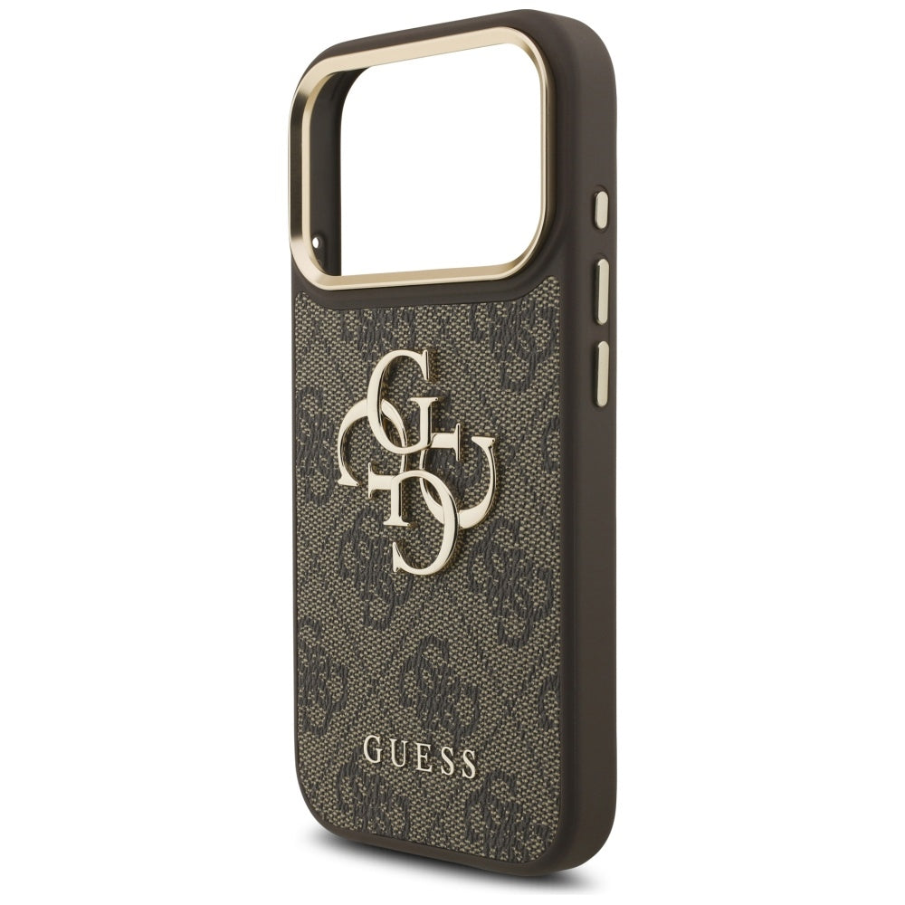 Guess 4G Big 4G Classic Logo Big Strap Metal Buttons Case for iPhone 17 Pro - Brown_5