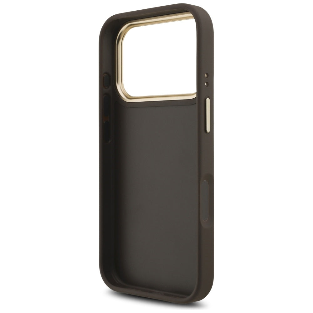 Guess 4G Big 4G Classic Logo Big Strap Metal Buttons Case for iPhone 17 Pro - Brown_6