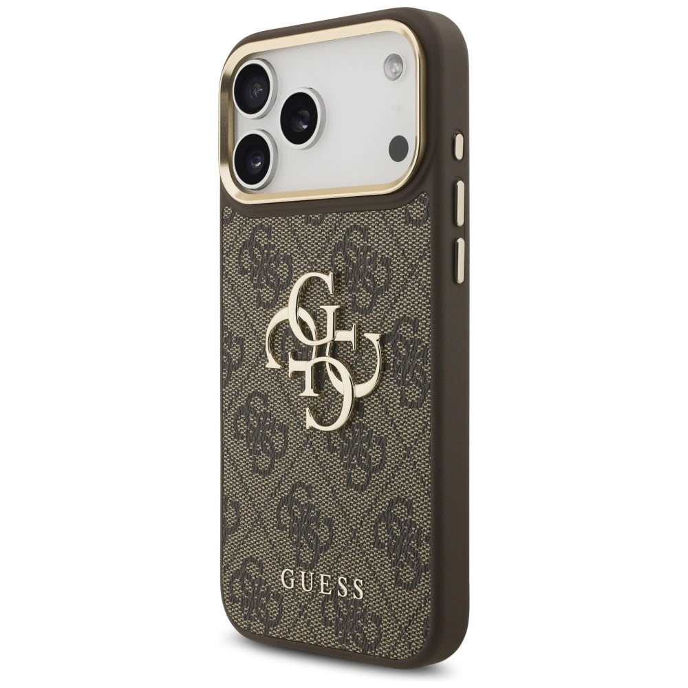 Guess 4G Big 4G Classic Logo Big Strap Metal Buttons Case for iPhone 17 Pro Max - Brown_1