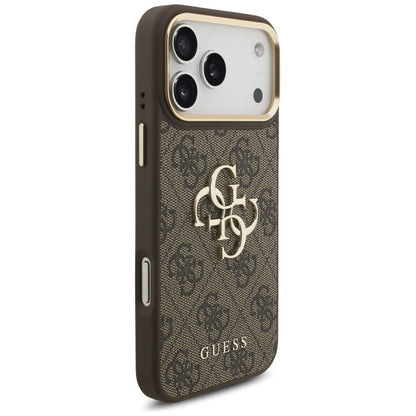 Guess 4G Big 4G Classic Logo Big Strap Metal Buttons Case for iPhone 17 Pro Max - Brown_3