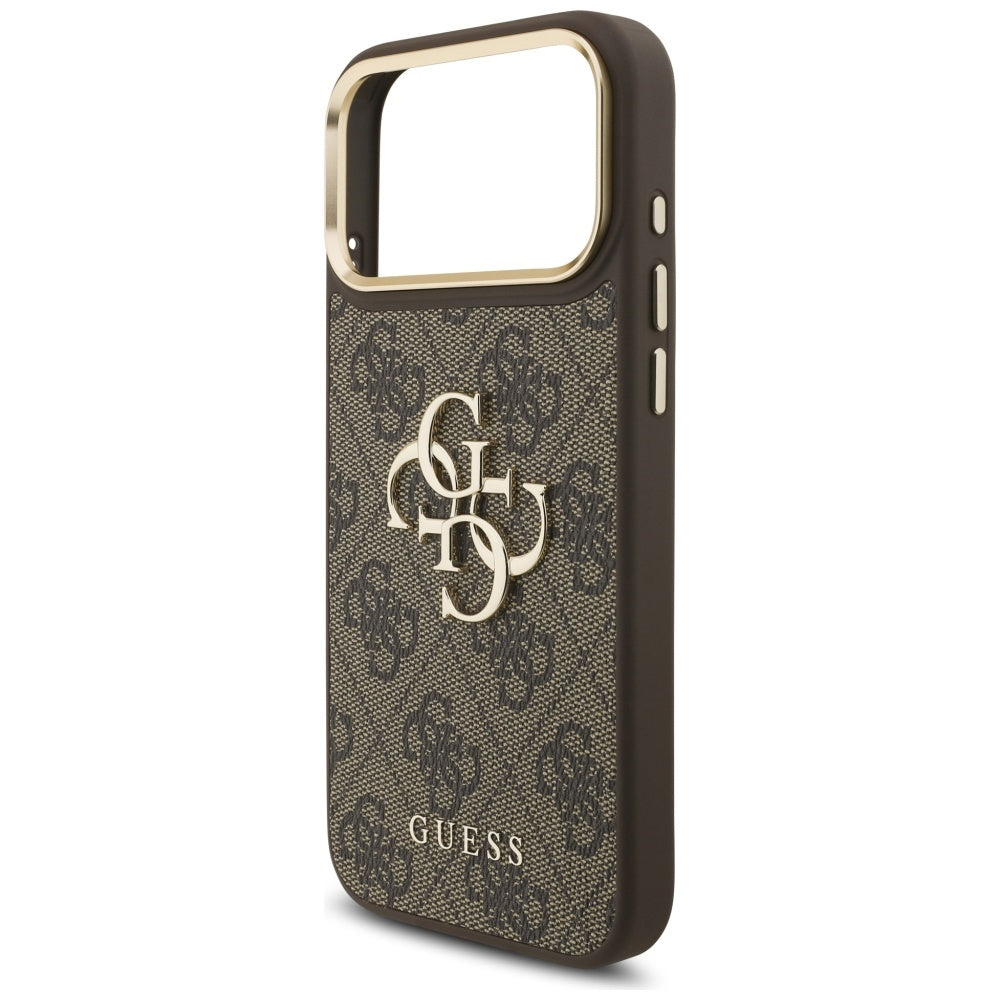 Guess 4G Big 4G Classic Logo Big Strap Metal Buttons Case for iPhone 17 Pro Max - Brown_5
