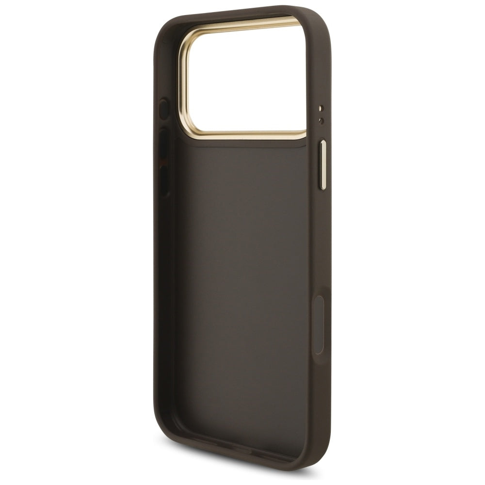 Guess 4G Big 4G Classic Logo Big Strap Metal Buttons Case for iPhone 17 Pro Max - Brown_6