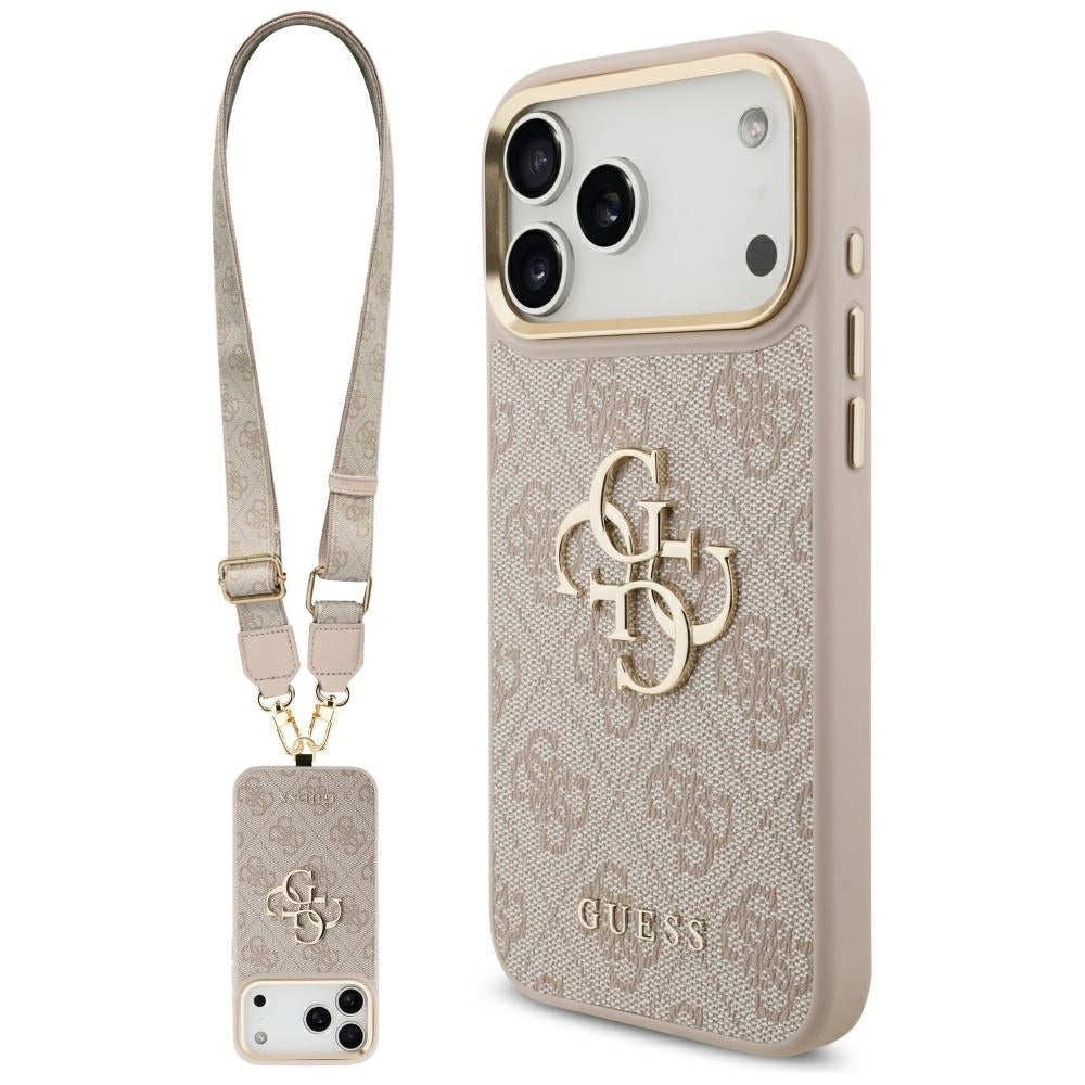 Guess 4G Big 4G Classic Logo Big Strap Metal Buttons Case for iPhone 17 Pro Max - Pink_0
