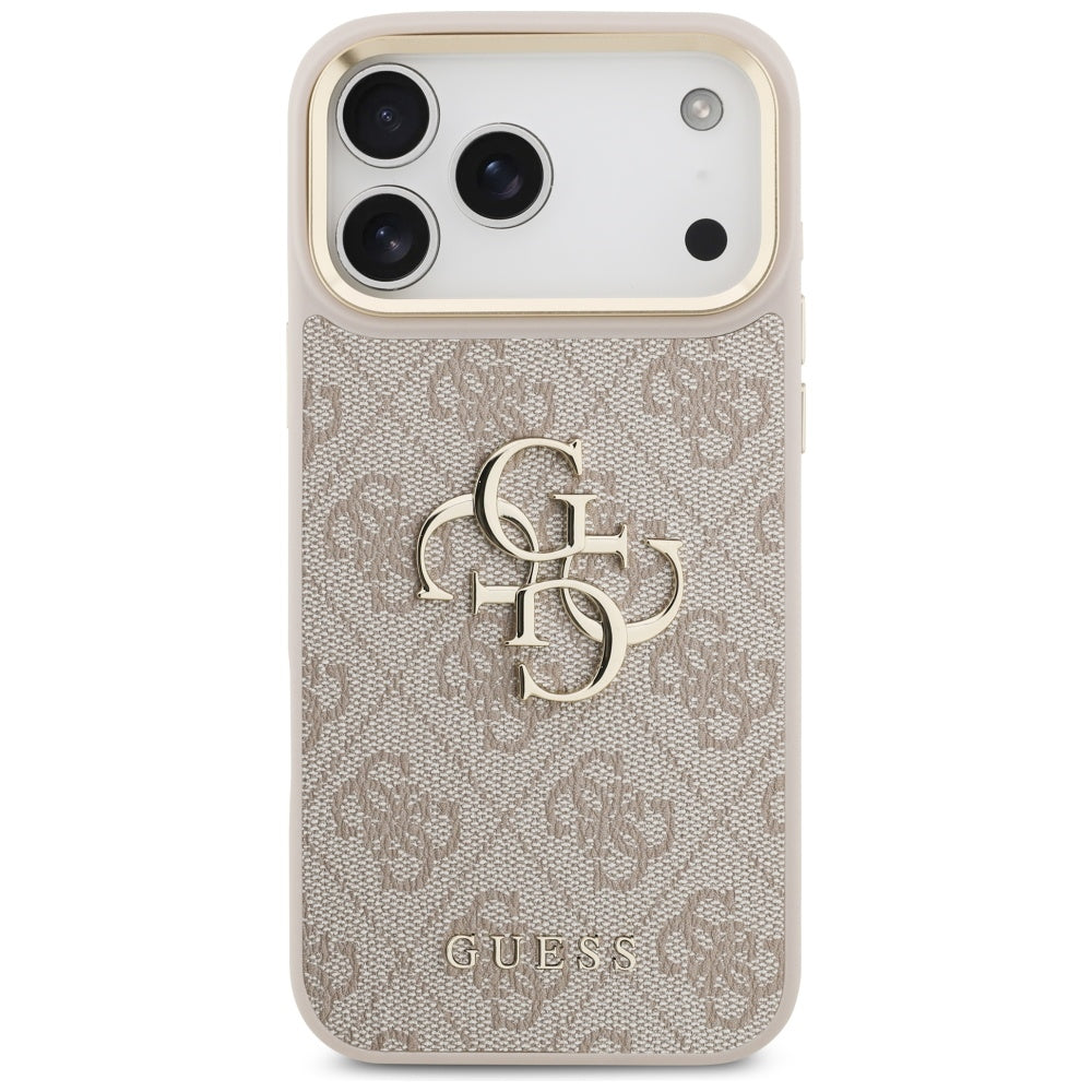 Guess 4G Big 4G Classic Logo Big Strap Metal Buttons Case for iPhone 17 Pro Max - Pink_2