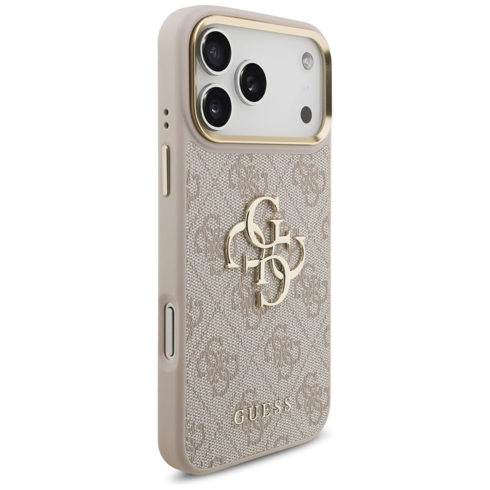 Guess 4G Big 4G Classic Logo Big Strap Metal Buttons Case for iPhone 17 Pro Max - Pink_3