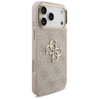 Guess 4G Big 4G Classic Logo Big Strap Metal Buttons Case for iPhone 17 Pro Max - Pink_3