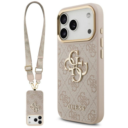 Guess 4G Big 4G Classic Logo Big Strap Metal Buttons Case for iPhone 17 Pro - Pink_0